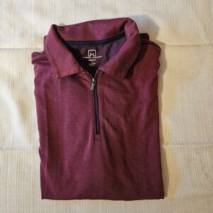 Michael Strahan Modern Fit‎ Polo Shirt Mens Burgundy Quarter Zip